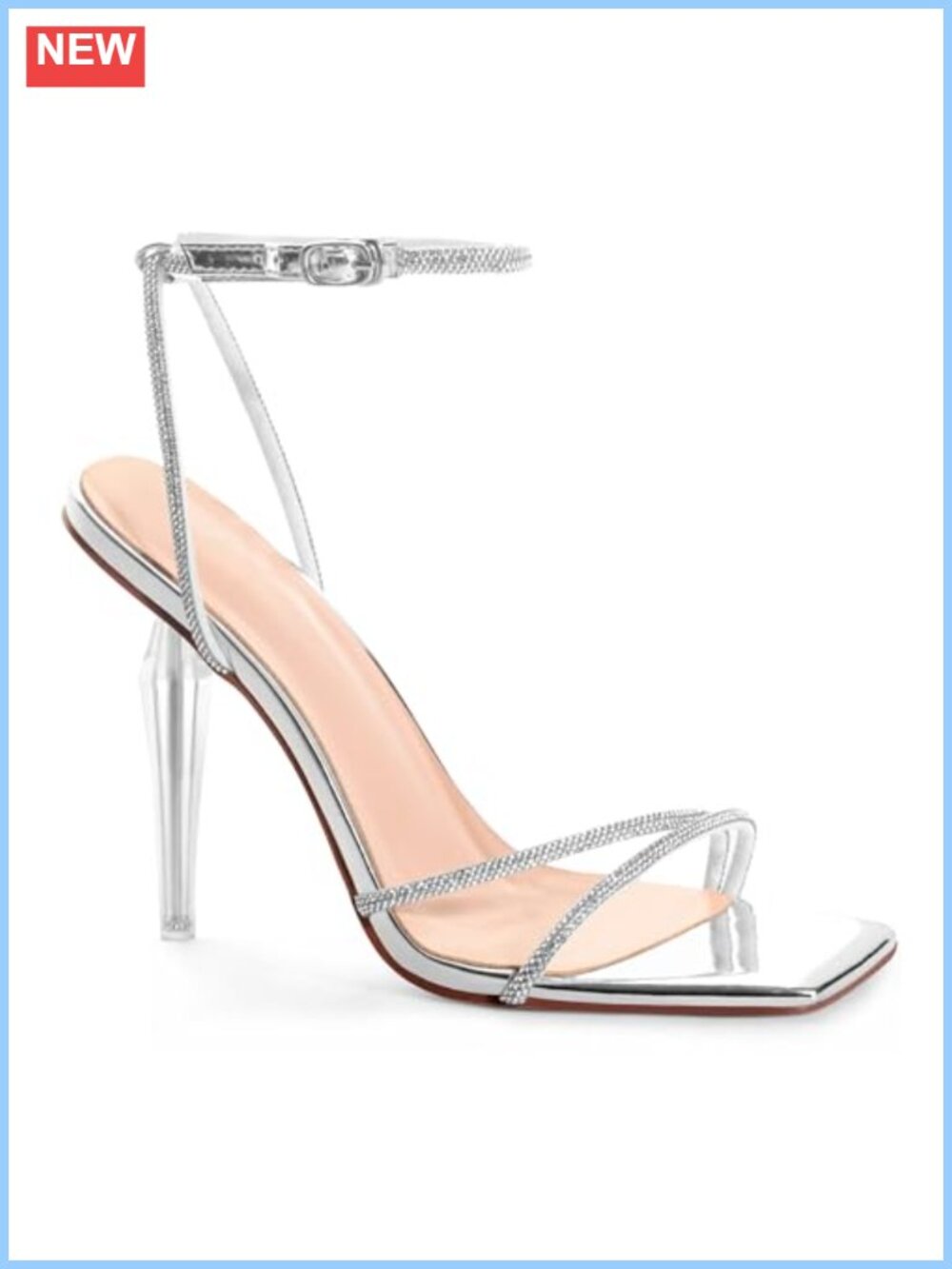 Womens Heeled Sandals Faux Leather Strappy Rhinestone Stiletto Prom Dress Shoes
